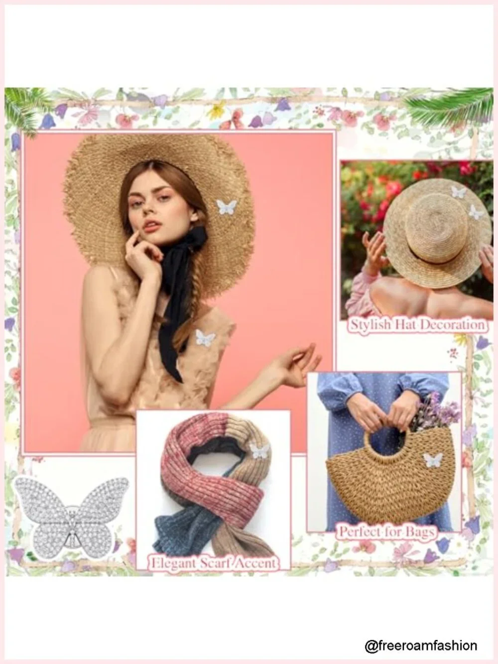 25 Pcs Butterfly Rhinestone Pins Brooch Set for Women Lapel Badge